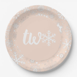 Assiettes En Carton Blush Winter Second Anniversaire Flocon de neige D