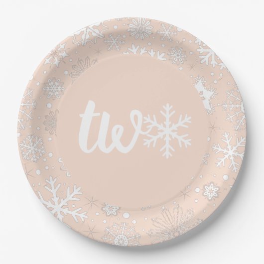 Assiettes En Carton Blush Winter Second Anniversaire Flocon de neige D (Devant)