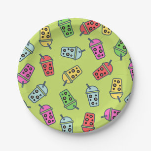 Assiettes En Carton Boba Bubble Tea Motif