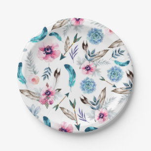 Assiettes En Carton Bohème Chic Floral Boho Girl