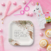 Assiettes En Carton Bohème Floral & Plumes Douche (Fête)