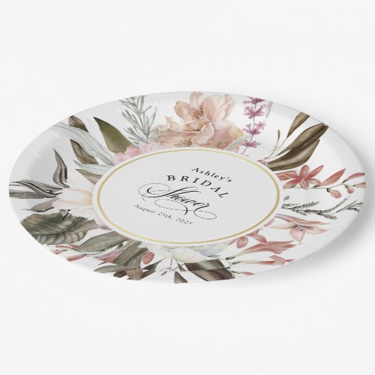 Assiettes En Carton Bohème Florale Fantastique Douce-aquarelle pour En (Angle)