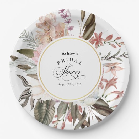 Assiettes En Carton Bohème Florale Fantastique Douce-aquarelle pour En (Devant)