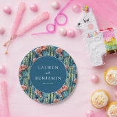 Assiettes En Carton Bohemian Blue Watercolor Cacti Pattern (Fête)