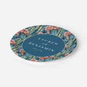 Assiettes En Carton Bohemian Blue Watercolor Cacti Pattern (Angle)