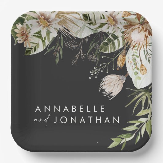 Assiettes En Carton bohemian botanical modern elegant foliage (Recto)