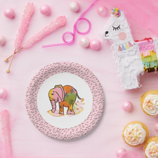 Assiettes En Carton Bohemian Safari Elephant Ado Tween fête d'annivers (Fête)