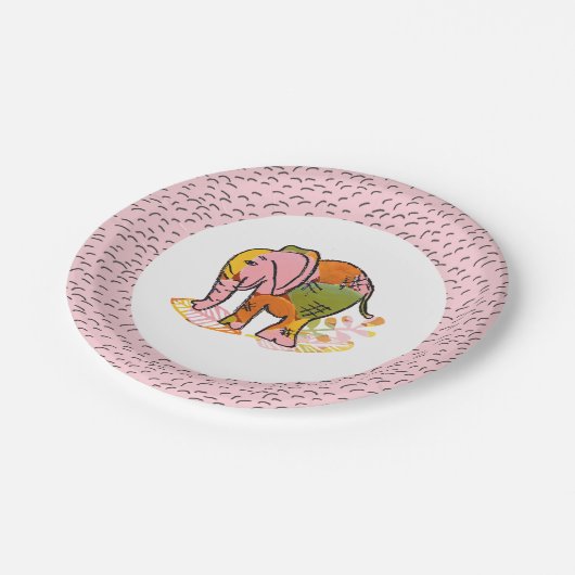 Assiettes En Carton Bohemian Safari Elephant Ado Tween fête d'annivers (Angle)