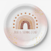 Assiettes En Carton Boho aquarelle arc-en-ciel (Devant)