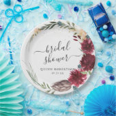 Assiettes En Carton Boho Aquarelle Fête de Mariage Florale d'Automne (Fête)