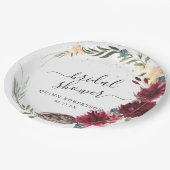 Assiettes En Carton Boho Aquarelle Fête de Mariage Florale d'Automne (Angle)