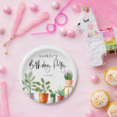 Assiettes En Carton Boho Aquarelle Poted Ménagers Fête d'anniversaire (Fête)