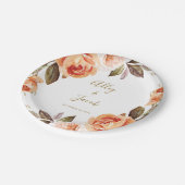 Assiettes En Carton Boho Automne Brûlé Orange Floral Mariage Plaques d (Angle)