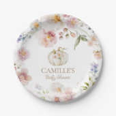 Assiettes En Carton Boho Automne Citrouille Fille Baby shower Plaques  (Devant)