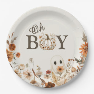 Assiettes En Carton Boho automne fantôme floral Oh Boy Baby Shower