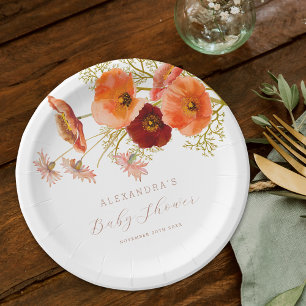 Assiettes En Carton Boho Automne Fleur sauvage Baby shower Floral Cust