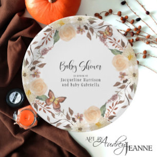 Assiettes En Carton BOHO Automne Floral Automne Baby shower papillon