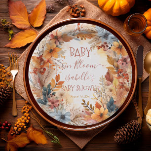 Assiettes En Carton Boho Baby en fleurs cadre floral automnal Baby Sho