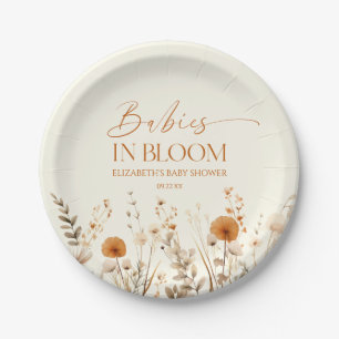 Assiettes En Carton Boho Baby In Bloom Fleur sauvage Twins Baby shower