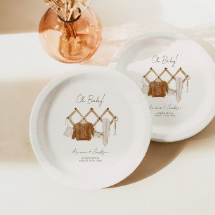 Assiettes En Carton Boho Baby Neutral Douche Invitation