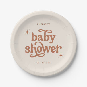 Assiettes En Carton Boho Baby shower Terre ton Baby shower