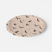 Assiettes En Carton Boho Bats et étoiles Motif d'Halloween (Angle)