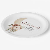 Assiettes En Carton Boho Beige Lune Florale Baby shower Plaque de papi (Angle)
