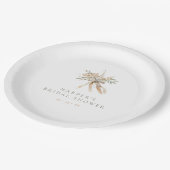 Assiettes En Carton Boho Beige & Sage Fleurs & Bow Fête des mariées (Angle)