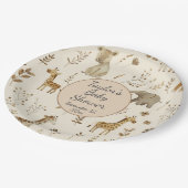 Assiettes En Carton Boho Blanc Beige Jungle Baby shower Animaux (Angle)