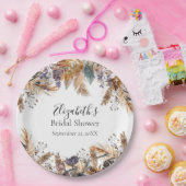 Assiettes En Carton Boho Bleu Brown Botanique Palm Pampas Grass Bride (Fête)