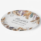 Assiettes En Carton Boho Bleu Brown Botanique Palm Pampas Grass Bride (Angle)