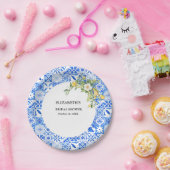 Assiettes En Carton Boho Bleu carreaux et citron mariage Arch (Fête)