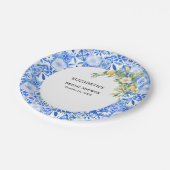 Assiettes En Carton Boho Bleu carreaux et citron mariage Arch (Angle)