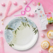 Assiettes En Carton Boho bleu fleurs vert feuille botanique (Fête)