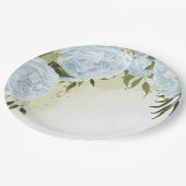 Assiettes En Carton Boho bleu fleurs vert feuille botanique (Angle)