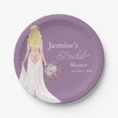 Assiettes En Carton Boho Blonde Épouse De Cheveux Avec Fleurs (Devant)