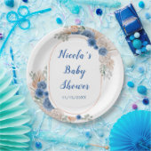 Assiettes En Carton Boho Blue Pampas Grass Baby shower (Fête)