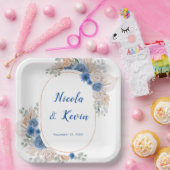 Assiettes En Carton Boho Blue Pampas Grass Wedding (Fête)