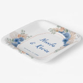 Assiettes En Carton Boho Blue Pampas Grass Wedding (Angulaire)