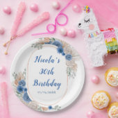 Assiettes En Carton Boho Blue Pampas Herbe Anniversaire (Fête)