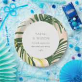 Assiettes En Carton Boho Blush Green Tropical Palm Beach Mariage (Fête)
