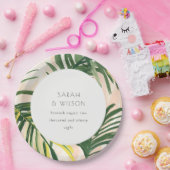 Assiettes En Carton Boho Blush Green Tropical Palm Beach Mariage (Fête)