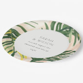 Assiettes En Carton Boho Blush Green Tropical Palm Beach Mariage (Angle)