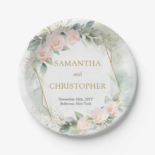 Assiettes En Carton Boho blush rose or parties scintillant eucalyptus