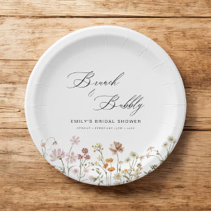 Assiettes En Carton Boho Brunch Fleurs des Champs & Bulles Baby Showe
