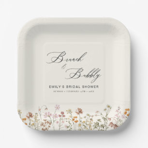 Assiettes En Carton Boho Brunch Fleurs des Champs & Bulles Baby Showe