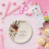 Assiettes En Carton Boho Burgundy Floral Mariage (Fête)