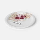 Assiettes En Carton Boho Burgundy Pampas Grass dessert personnalisé (Angle)