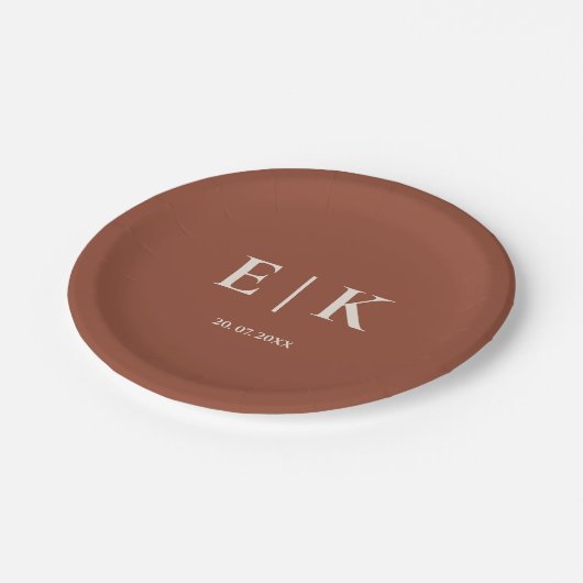 Assiettes En Carton Boho Burnt Orange Terracotta Mariage rustique (Angle)