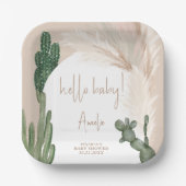 Assiettes En Carton Boho cactus pampas arc baby shower bonjour (Recto)